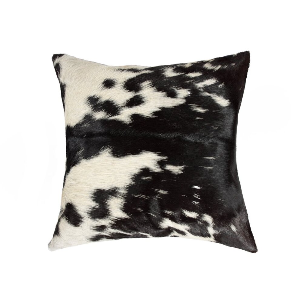 Natural Home Decor Torino Kobe Cowhide Pillow | 1-Piece | Black & white | 18"x18